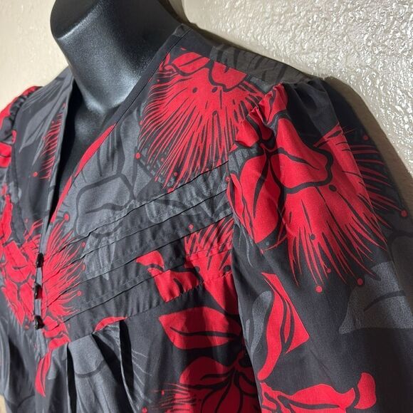 T&L muumuu factory maxi length floral Hawaiian dress Whimsigoth moody vintage - Picture 2 of 5